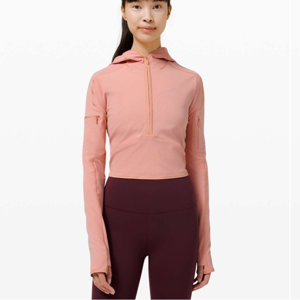 Pink Lulu Lemon 1/2 zip trail breaker hoodie